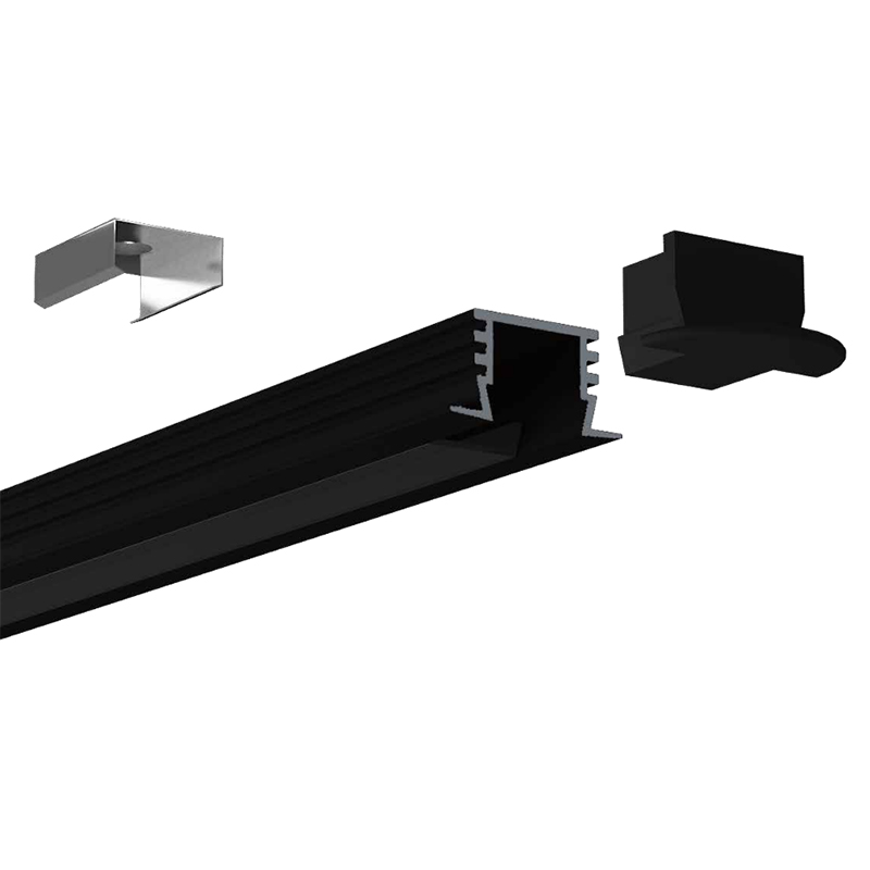 Black Diffuser Recessed LED Strip Lighting Channel For 10mm White LED Light Strip